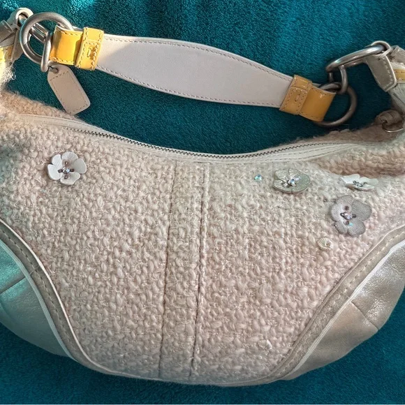 Coach Chelsea Tea Rose RARE Leather Tweed SoHo Bag - Picture 10 of 16